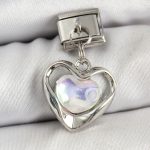 316L Çelik Sallantılı Zirkon Taşlı Kalp Model Gümüş Renk Nomination Charm