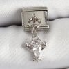 316L Çelik Sallantılı Zirkon Taşlı Yengeç Model Gümüş Renk Nomination Charm
