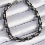 316L Çelik Siyah Gümüş Renk Kral Zincir Model Erkek Bileklik