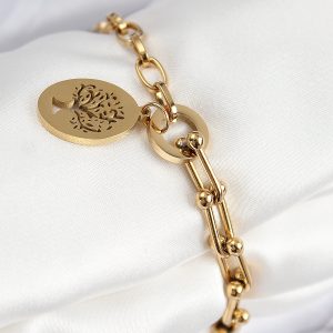 316L Çelik Tifany Ağaç Model Gold Renk Kadın Bileklik