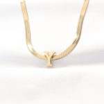 316L Çelik Y Harfli Gold Renk İtalyan Zincirli Kolye