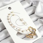 316L Çelik Yıldız Figürlü Ve Zirkon Taşlı Gold Renk 7'li Çift Kadın Küpe Set