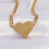 316L Çelik Zincir Altın Renk Düz Plaka Kalp Kolye