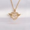 316L Çelik Zincir Altın Renk Zirkon Taşlı Kanatlı Kalp Kolye