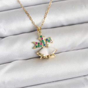 316L Çelik Zincir Gold Renk Chirtsmas Bell Model Yılbaşı Temalı Kadın Kolye