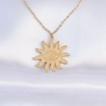 316L Çelik Zincir Gold Renk Göz Güneşi Tasarımlı Kolye