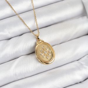 316L Çelik Zincir Gold Renk Kapaklı Açılabilir Model Kadın Kolye