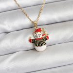 316L Çelik Zincir Gold Renk Kardan Adam Figürlü Yılbaşı Temalı Kadın Kolye