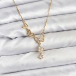 316L Çelik Zincir Gold Renk Kelebek Model Kadın Kolye