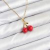316L Çelik Zincir Gold Renk Kiraz Model Kadın Kolye