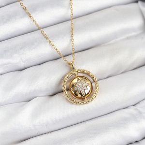 316L Çelik Zincir Gold Renk Kutup Yıldızı Model Kadın Kolye