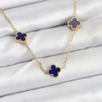 316L Çelik Zincir Gold Renk Lacivert Baby Boy Yonca Kadın Kolye