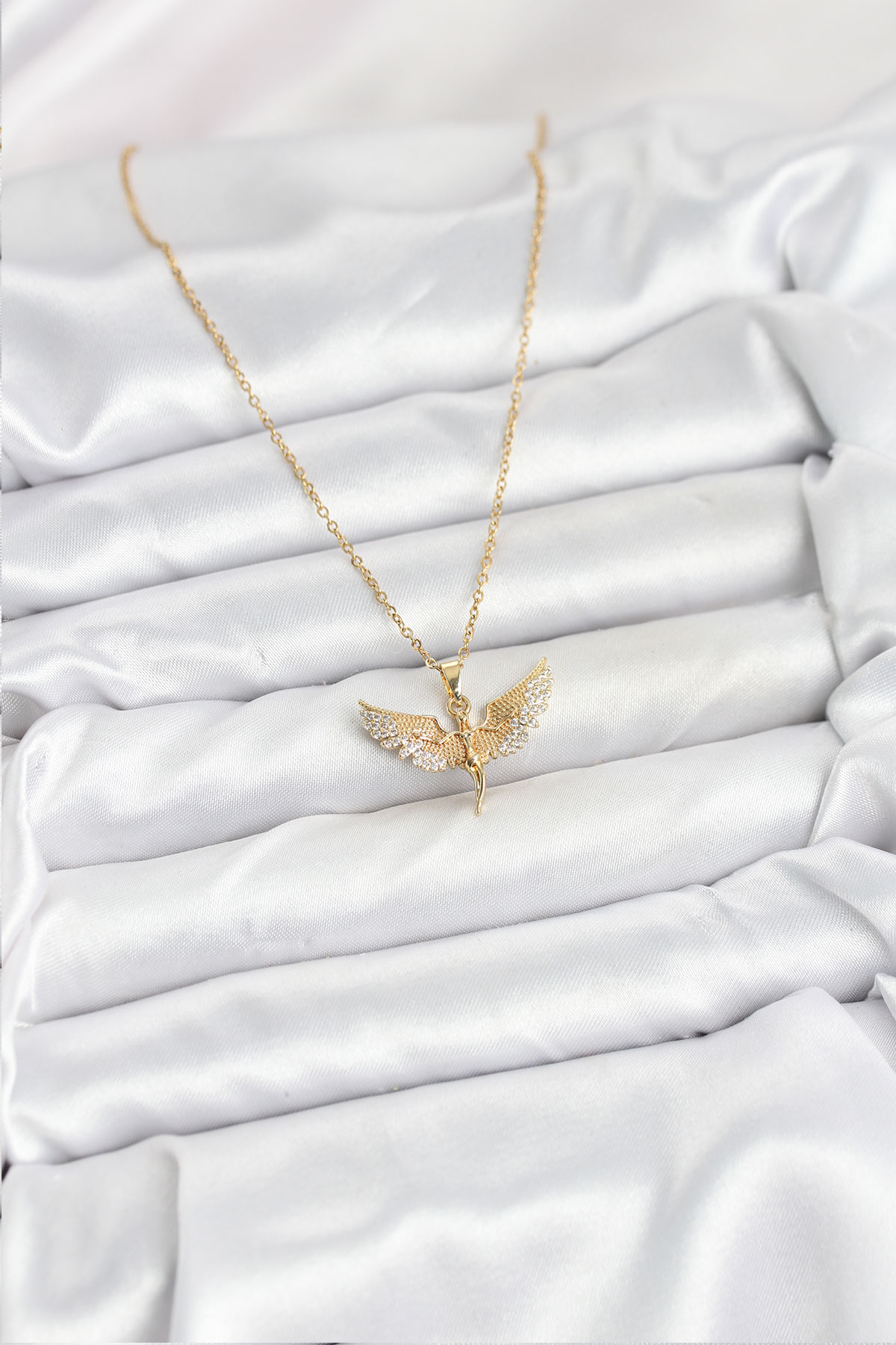 316L Çelik Zincir Gold Renk Melek Model Kadın Kolye