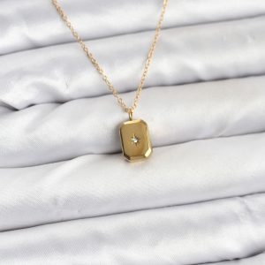 316L Çelik Zincir Gold Renk Minimal Kutup Yıldızı Model Kadın Kolye