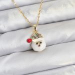 316L Çelik Zincir Gold Renk Şapkalı Kardan Adam Kafası Model Yılbaşı Temalı Kadın Kolye