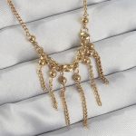 316L Çelik Zincir Gold Renk Topçuk Detay Sallantılı Zincir Kolye