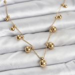 316L Çelik Zincir Gold Renk Topçuklu Kolye