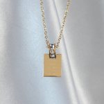 316L Çelik Zincir Gold Renk Zirkon Taşlı Aşk Mektubu Kolye