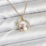 316L Çelik Zincir Gold Zirkon Taşlı Yılbaşı Temalı Kadın Kolye