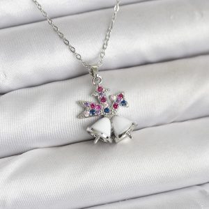 316L Çelik Zincir Gümüş Renk Chirtsmas Bell Model Yılbaşı Temalı Kadın Kolye