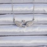 316L Çelik Zincir Gümüş Renk Kanatlı Tektaş Kolye