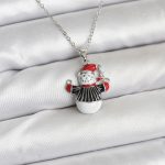 316L Çelik Zincir Gümüş Renk Kardan Adam Figürlü Yılbaşı Temalı Kadın Kolye