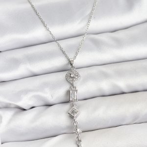 316L Çelik Zincir Gümüş Renk Kutup Yıldızı Enerji Model Kadın Y Kolye