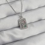 316L Çelik Zincir Gümüş Renk Renkli Zirkon Taşlı Vintage Kolye