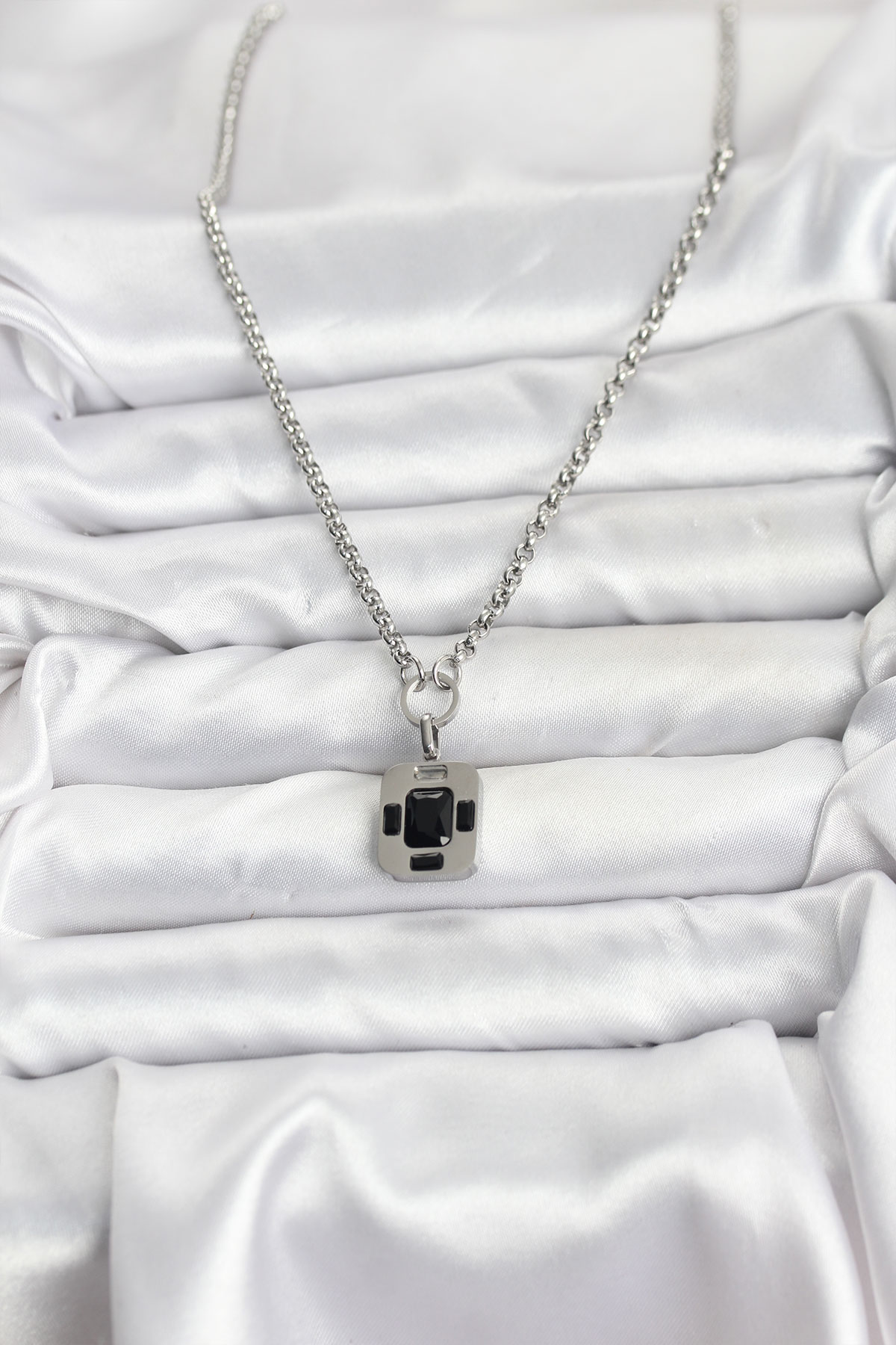 316L Çelik Zincir Gümüş Renk Vintage Model Kadın Kolye