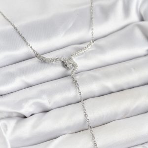 316L Çelik Zincir Gümüş Renk Yılan Model Y Kolye