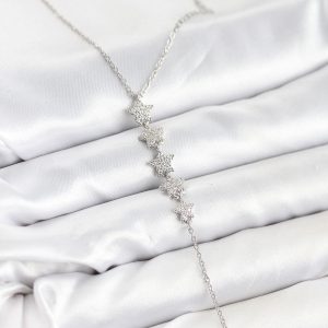 316L Çelik Zincir Gümüş Renk Yıldız Model Y Kolye