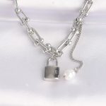 316L Çelik Zincir Gümüş Renk Zincirli Love Yazılı Kilit Kolye