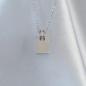 316L Çelik Zincir Gümüş Renk Zirkon Taşlı Aşk Mektubu Kolye