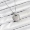 316L Çelik Zincir Gümüş Renk Zirkon Taşlı Kalpli Kadın Kolye