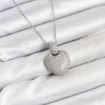 316L Çelik Zincir Gümüş Renk Zirkon Taşlı Kalpli Kadın Kolye