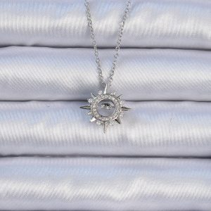 316L Çelik Zincir Gümüş Renk Zirkon Taşlı Parlayan Yıldız Kolye