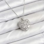 316L Çelik Zincir Gümüş Zirkon Taşlı Kalpli Kadın Kolye