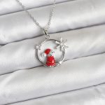 316L Çelik Zincir Gümüş Zirkon Taşlı Yılbaşı Tema Kadın Kolye