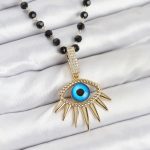 316L Çelik Zincir Kristal Boncuklu Göz Model Kadın Kolye