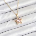 316L Çelik Zincir Pembe Taşlı Yıldız Model Kadın Kolye