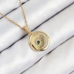 316L Çelik Zirkon Taşlı Ay Ve Güneş Model Gold Renk Kadın Kolye