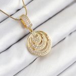 316L Çelik Zirkon Taşlı Çember Model Gold Renk Kadın Kolye