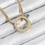 316L Çelik Zirkon Taşlı Çeyrek Takılabilir Gold Renk Kadın Kolye