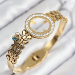 316L Çelik Zirkon Taşlı Çeyrek Takılabilir Gold Renk Kelepçe