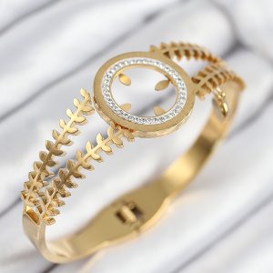 316L Çelik Zirkon Taşlı Çeyrek Takılabilir Gold Renk Kelepçe