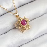 316L Çelik Zirkon Taşlı Döner Güneş Model Gold Renk Kadın Kolye