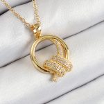 316L Çelik Zirkon Taşlı Düğüm Model Gold Renk Kadın Kolye