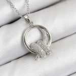 316L Çelik Zirkon Taşlı Düğüm Model Gümüş Renk Kadın Kolye