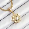 316L Çelik Zirkon Taşlı Güneş Model Gold Renk Kadın Kolye