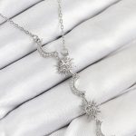 316L Çelik Zirkon Taşlı Güneş Ve Ay Model Gümüş Renk Kadın Kolye